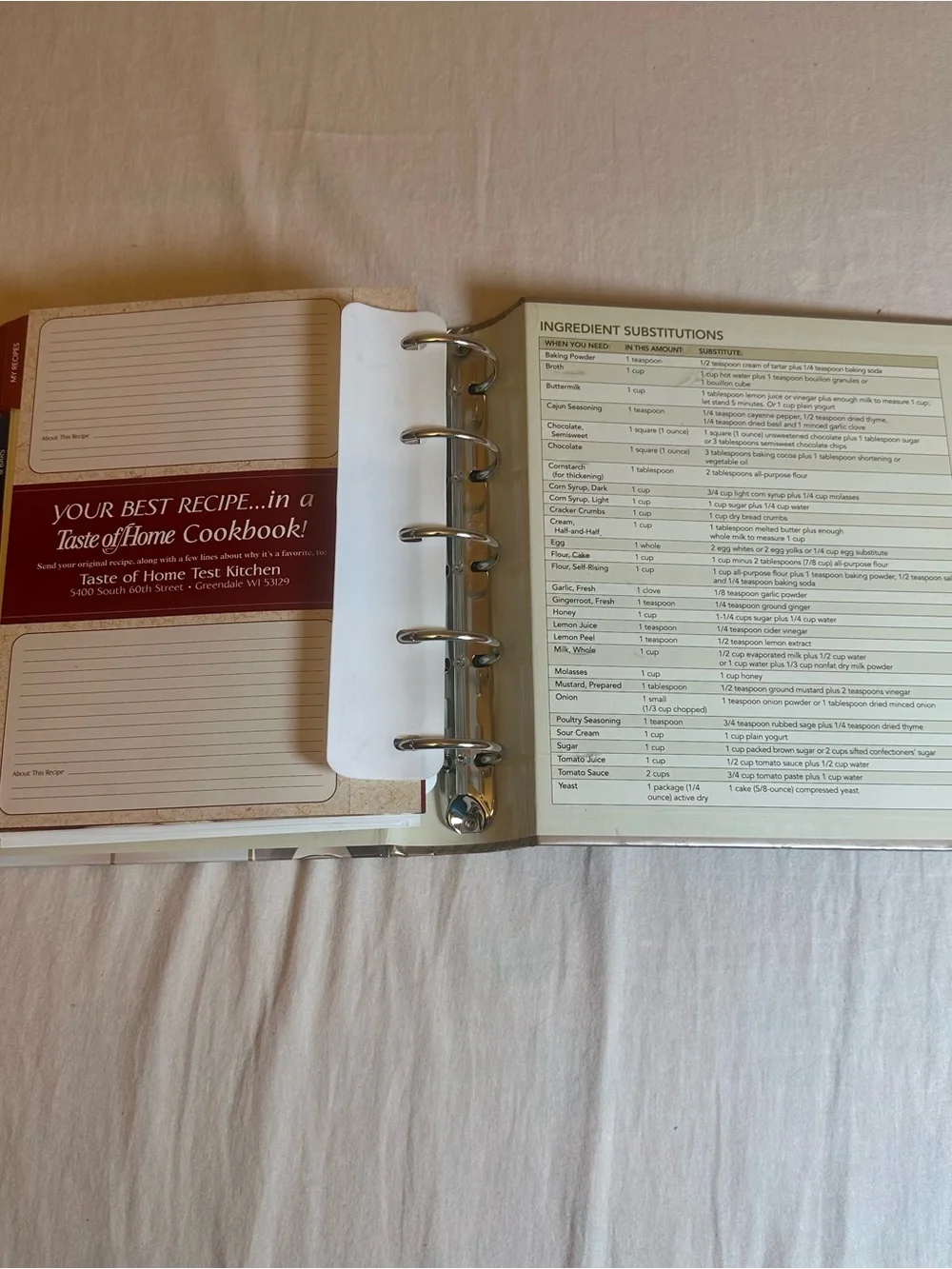 The Taste of Home Cookbook Timeless Recipes  5 Ring Binder w/CD Nice Variety